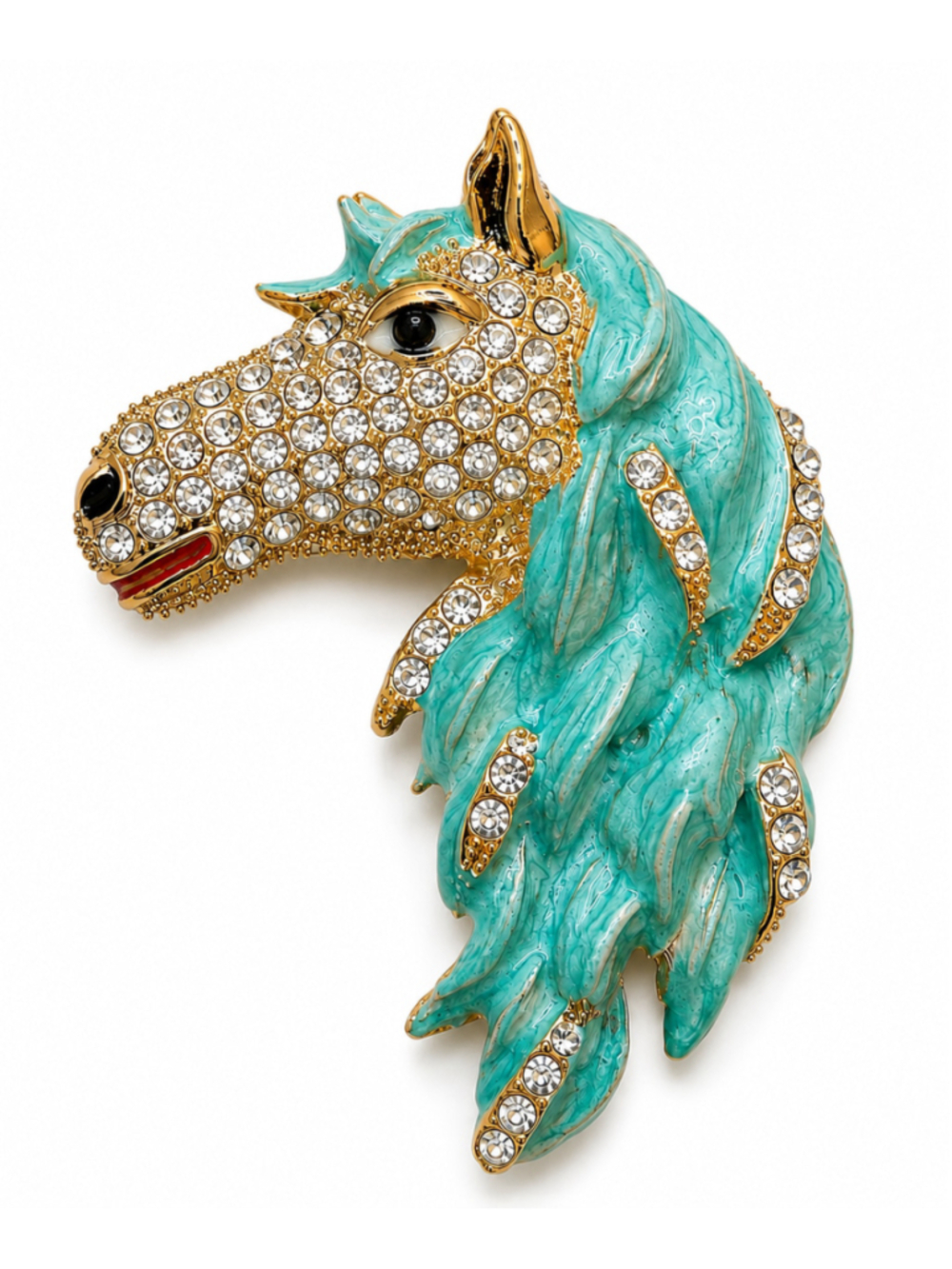 Betsey Johnson Turquoise Crystal Horse Head pendant & brooch